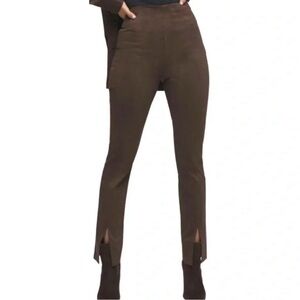 GOOD AMERICAN boss split hem faux suede pants in chocolate size 2 office work